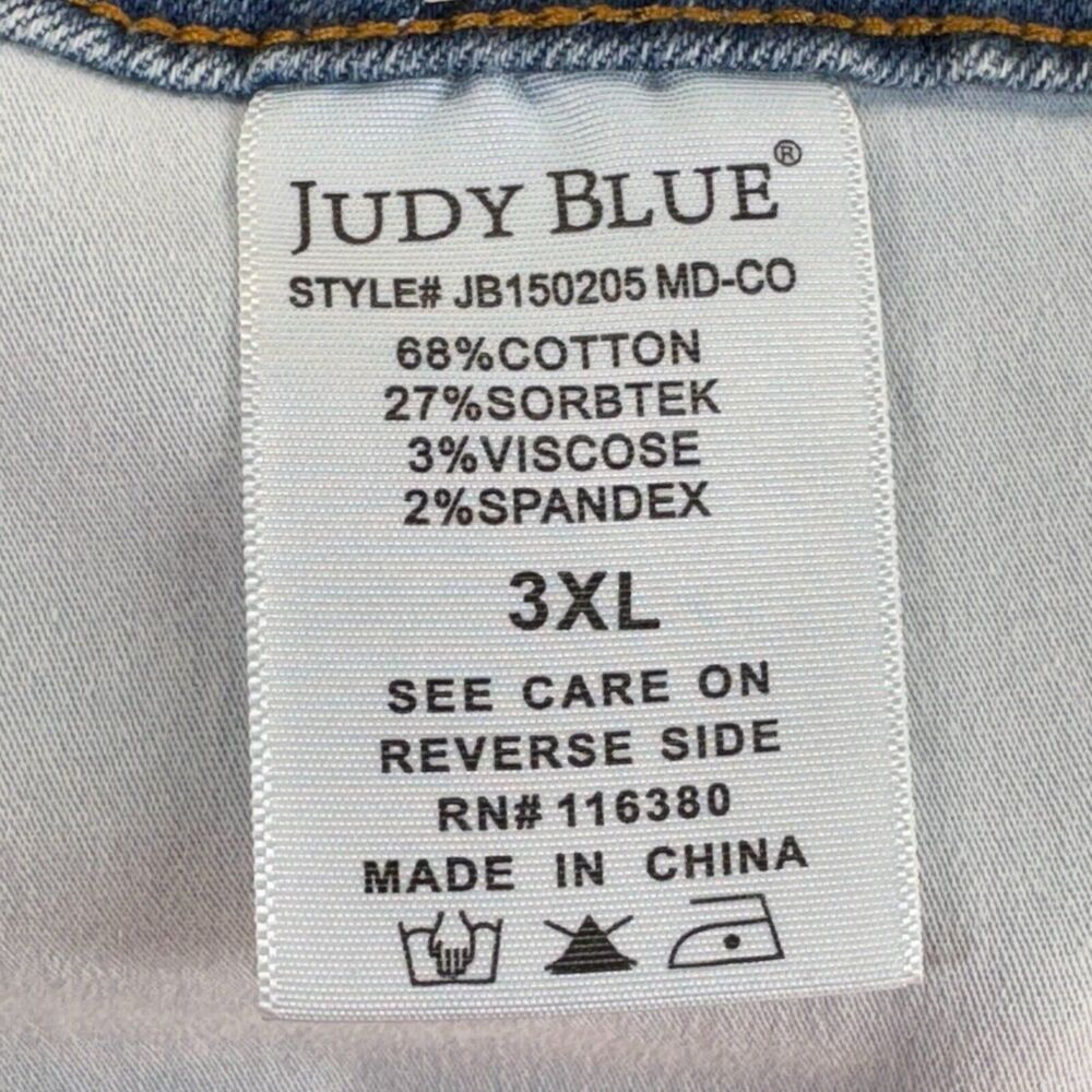 Judy Blue Denim Shorts High Rise Cuffed Hem Women 3XL Stretch Tummy Control - Picture 10 of 13